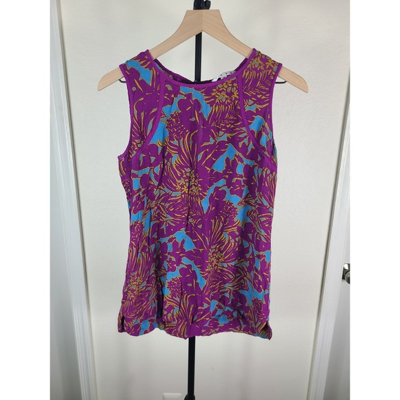 CAbi Tops - Cabi Purple Floral Sleeveless Rayon Blouse Top Style 243 Women Medium